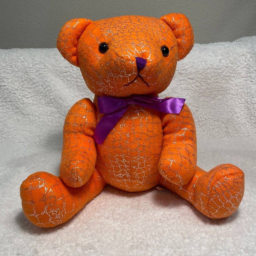 King Plush Orange Silver Teddy Bear Plush Stuffed Animal Toy 12”